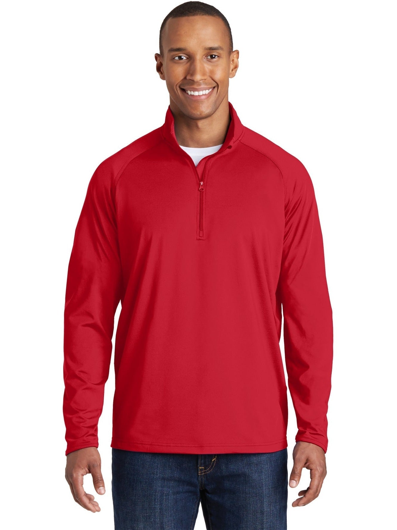  Sport-Tek Sport-Wick Stretch 1/2 Zip Pullover-Regular-Sport-Tek-True Red-S-Thread Logic