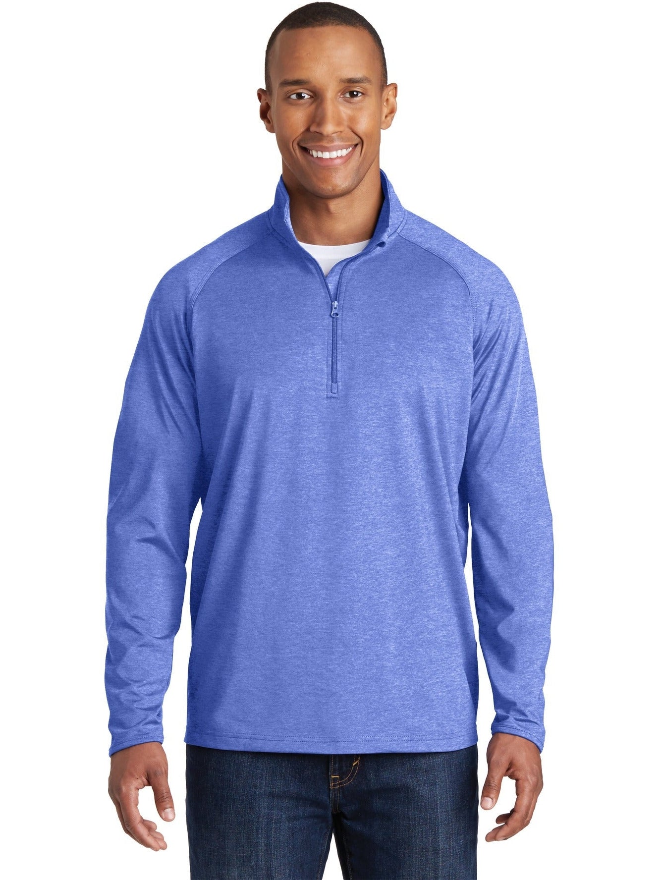  Sport-Tek Sport-Wick Stretch 1/2 Zip Pullover-Regular-Sport-Tek-True Royal Heather-S-Thread Logic