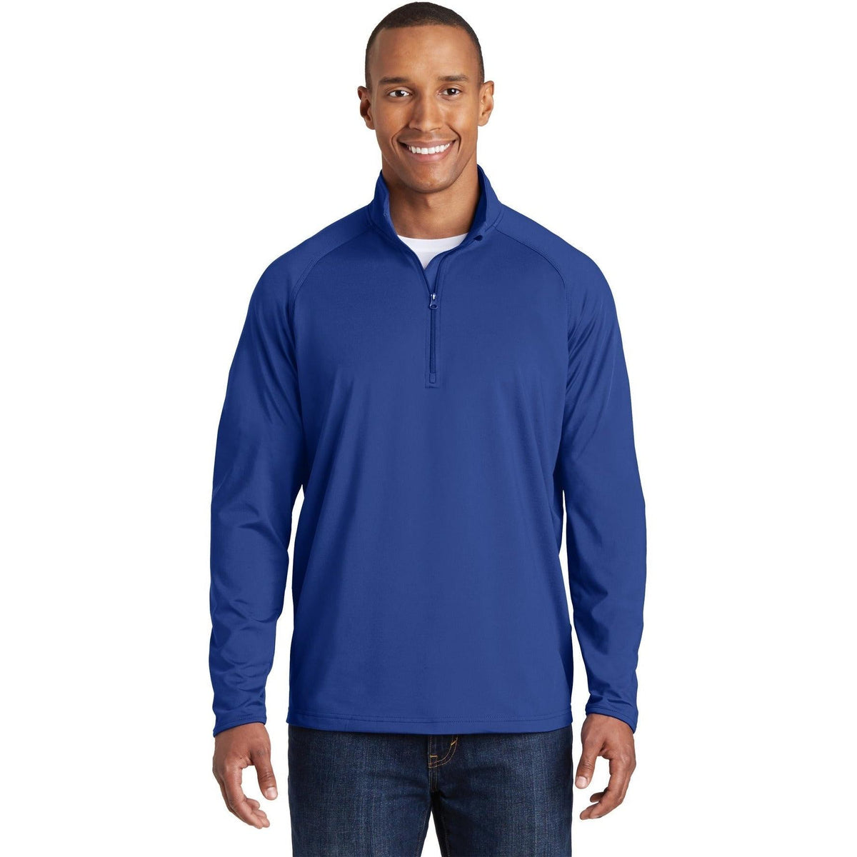 no-logo Sport-Tek Sport-Wick Stretch 1/2 Zip Pullover-Quarter Zips-Sport-Tek-True Royal-S-Thread Logic