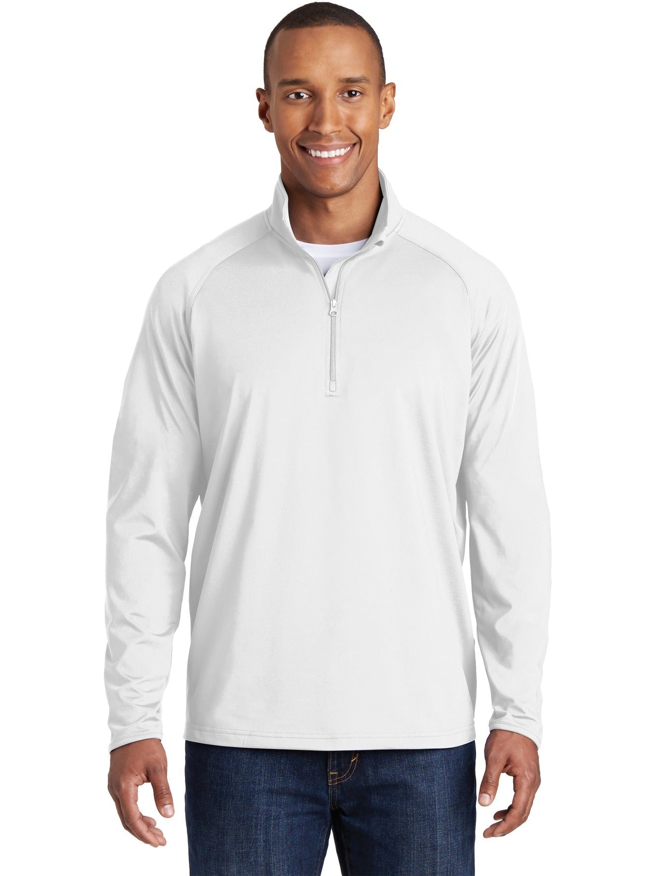  Sport-Tek Sport-Wick Stretch 1/2 Zip Pullover-Regular-Sport-Tek-White-S-Thread Logic