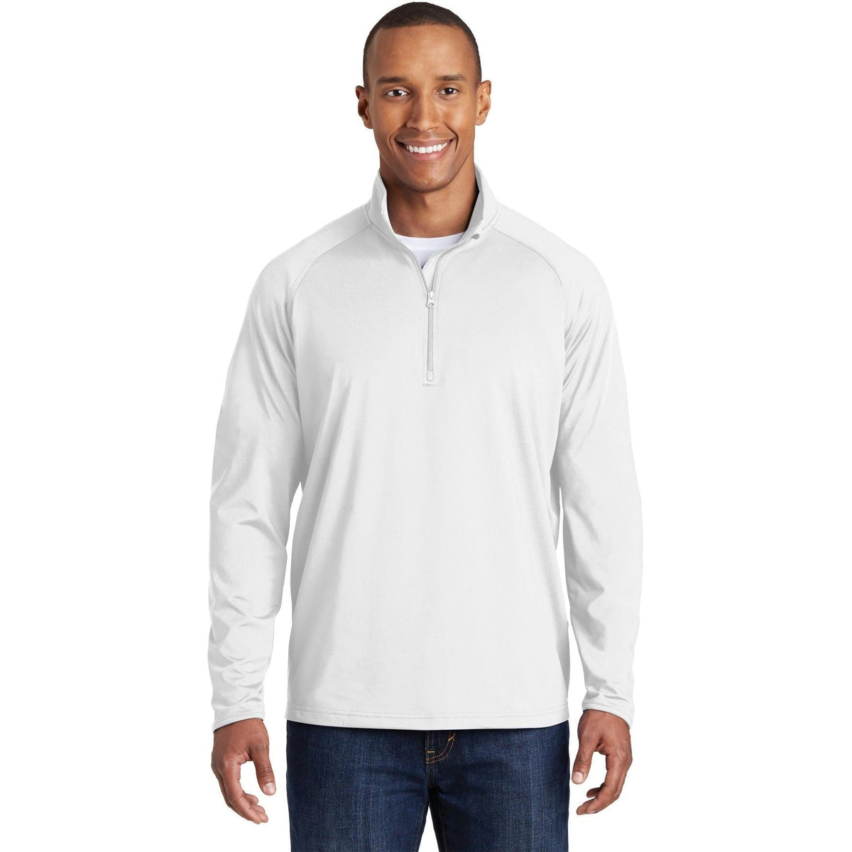 no-logo Sport-Tek Sport-Wick Stretch 1/2 Zip Pullover-Quarter Zips-Sport-Tek-White-S-Thread Logic