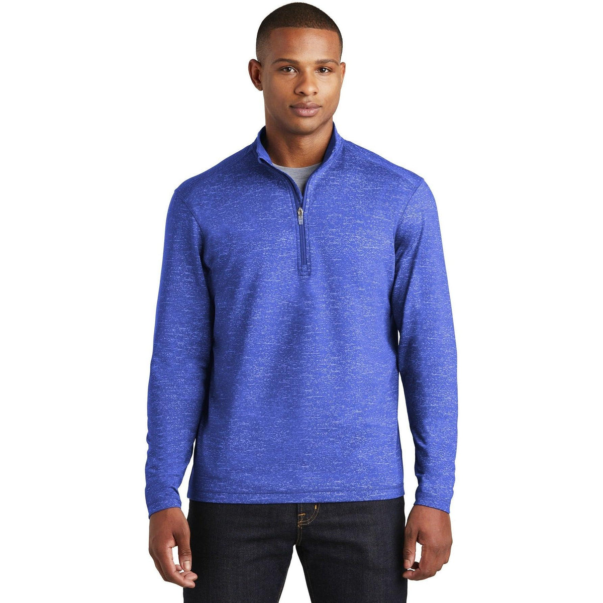 logo-left  Sport-Tek Sport-Wick Stretch Reflective Heather 1/2-Zip Pullover-Regular-Sport-Tek-True Royal-S-Thread Logic