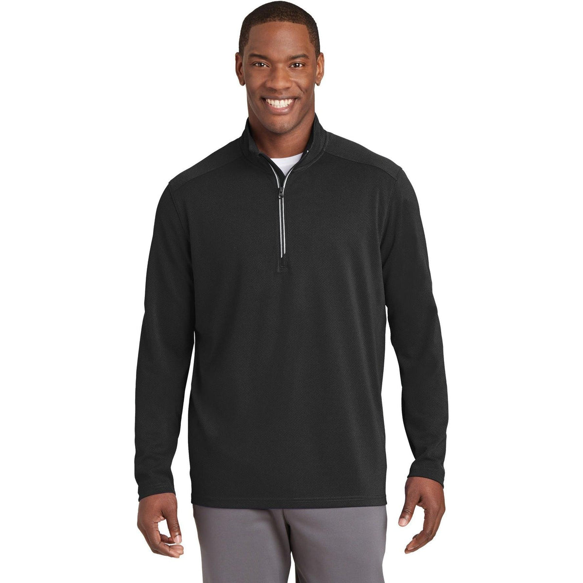 no-logo  Sport-Tek Sport-Wick Textured 1/4-Zip Pullover-Regular-Sport-Tek-Black-S-Thread Logic
