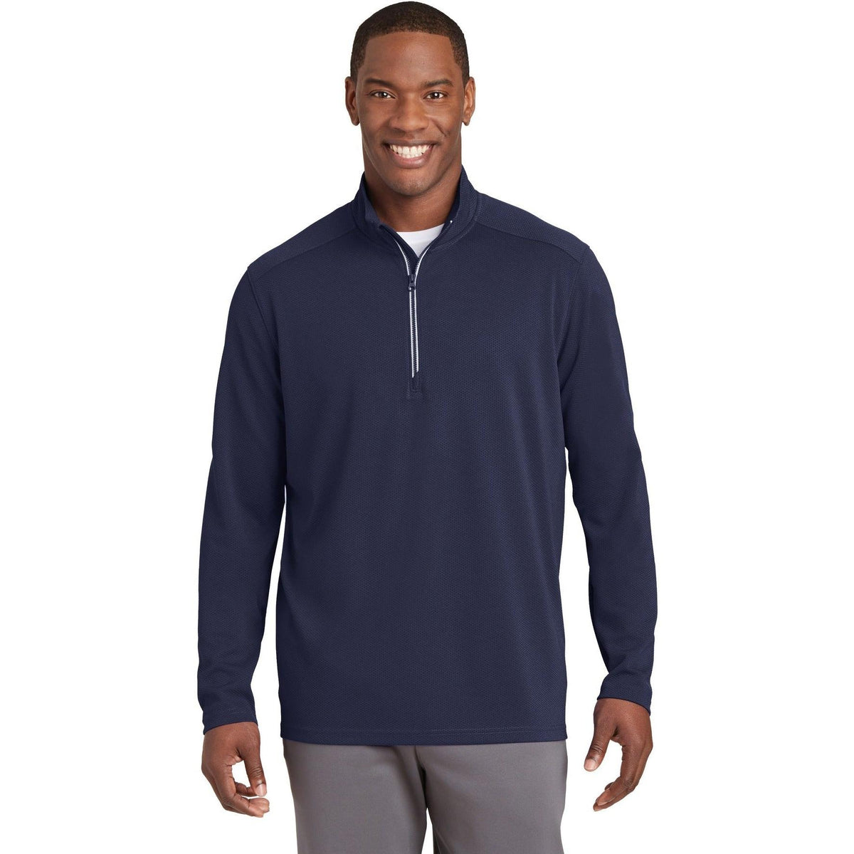 no-logo  Sport-Tek Sport-Wick Textured 1/4-Zip Pullover-Regular-Sport-Tek-True Navy-S-Thread Logic