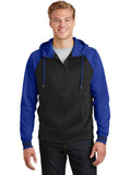  Sport-Tek Sport-Wick Varsity Fleece Full-Zip Hooded Jacket-Regular-Sport-Tek-Black/True Royal-S-Thread Logic