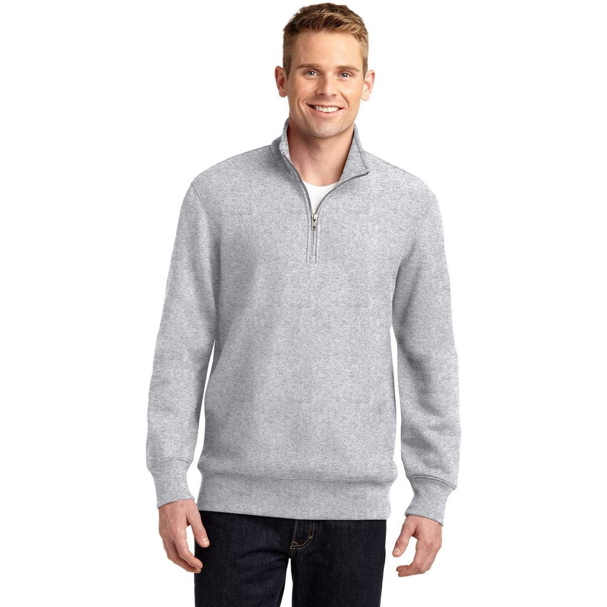 logo-left Sport-Tek Super Heavyweight 1/4 Zip Pullover-Quarter Zips-Sport-Tek-Athletic Heather-S-Thread Logic
