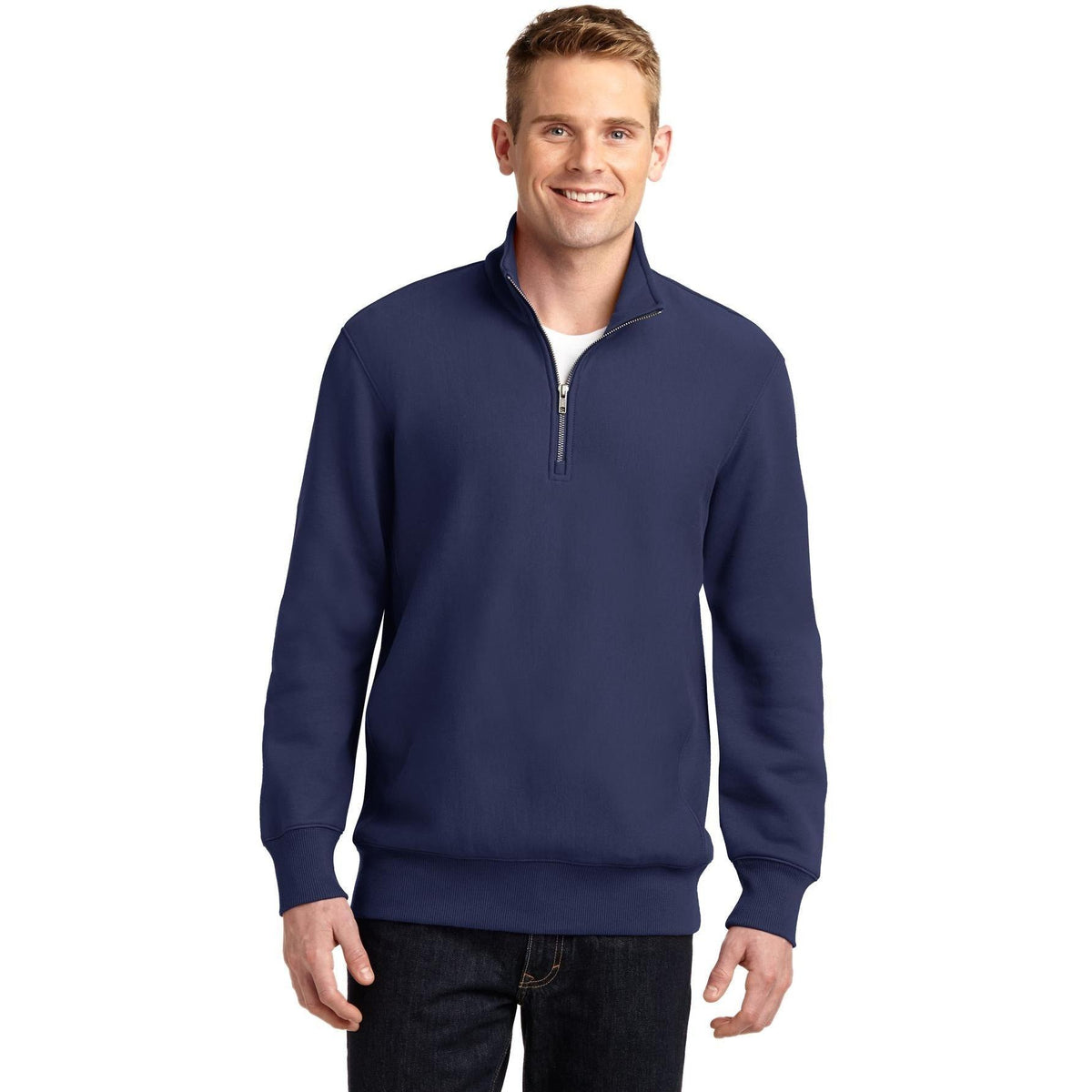 logo-left Sport-Tek Super Heavyweight 1/4 Zip Pullover-Quarter Zips-Sport-Tek-True Navy-S-Thread Logic
