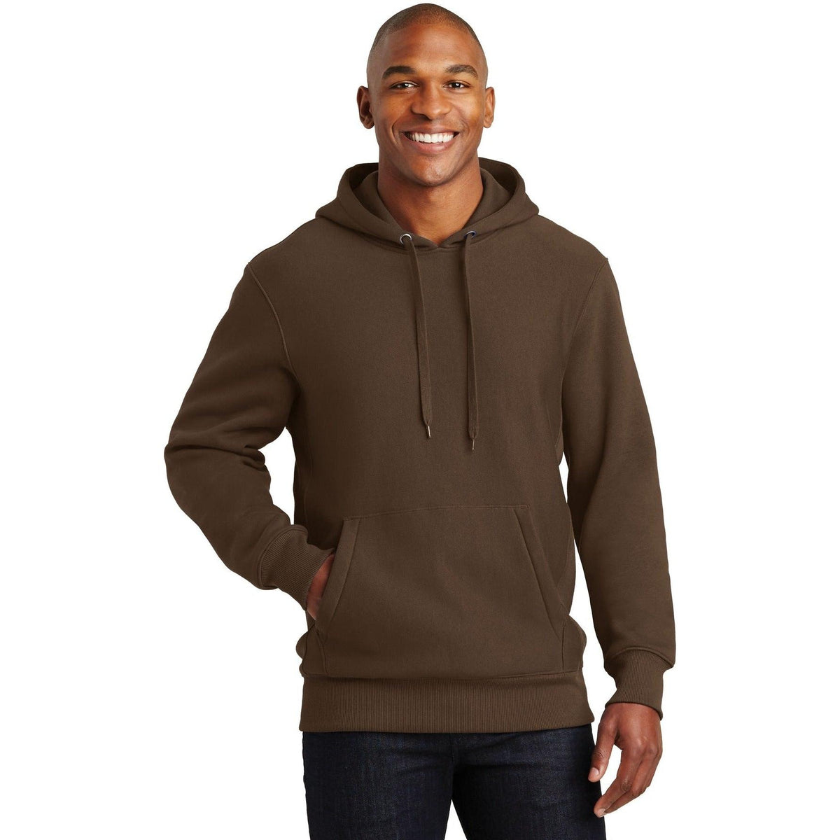 logo-left Sport-Tek Super Heavyweight Hooded Sweatshirt-Hoodies-Sport-Tek-Brown-S-Thread Logic