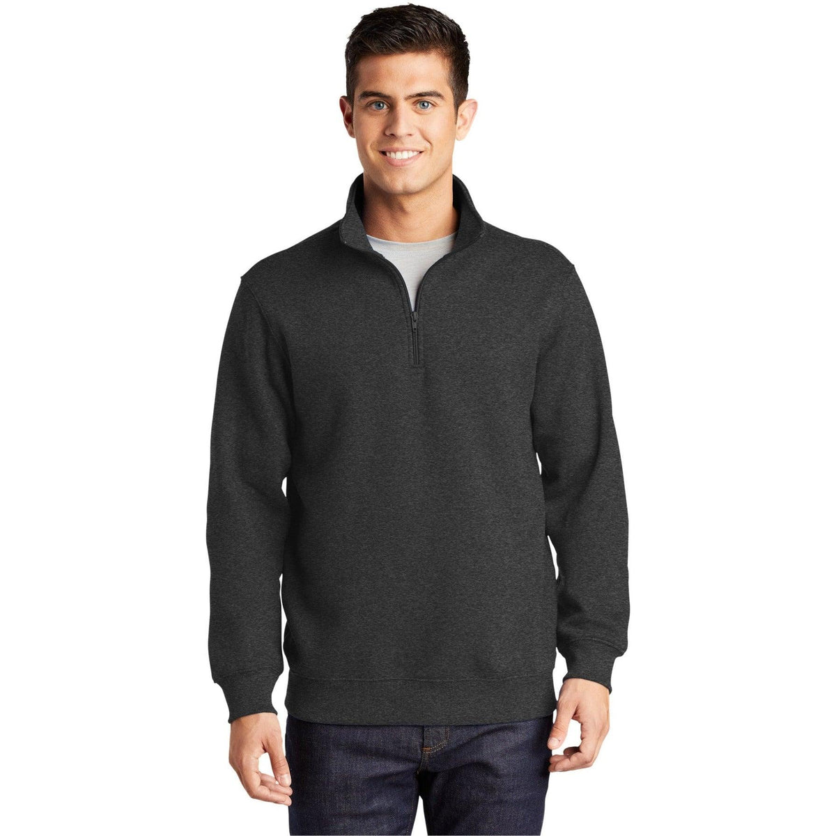 no-logo Sport-Tek Tall 1/4 Zip Sweatshirt-Quarter Zips-Sport-Tek-Graphite Heather-LT-Thread Logic