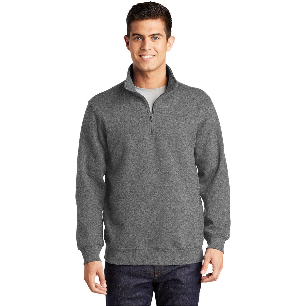 no-logo Sport-Tek Tall 1/4 Zip Sweatshirt-Quarter Zips-Sport-Tek-Vintage Heather-LT-Thread Logic