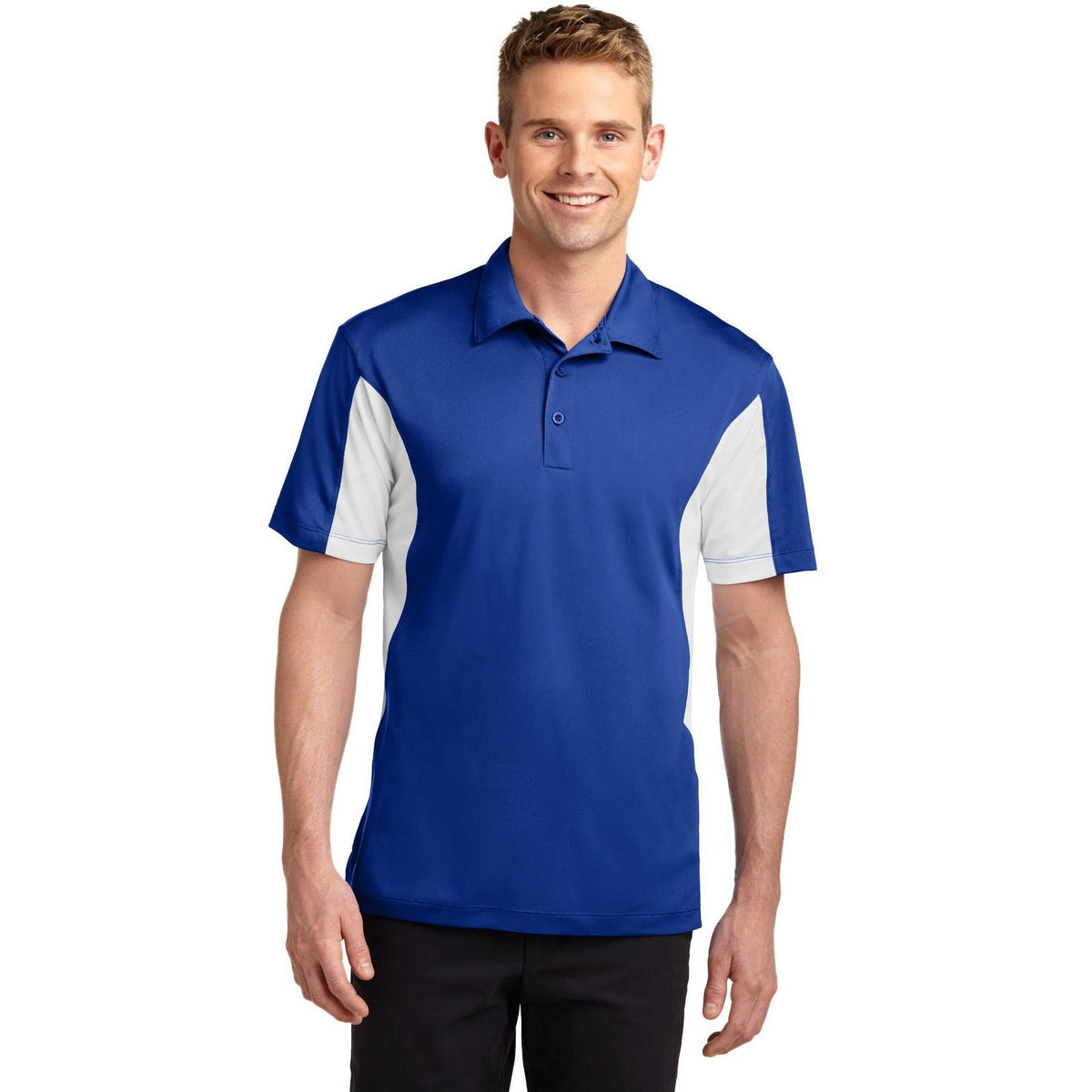 no-logo Sport-Tek Tall Side Blocked Sport Wick Polo-Regular-Sport-Tek-True Royal/White-LT-Thread Logic