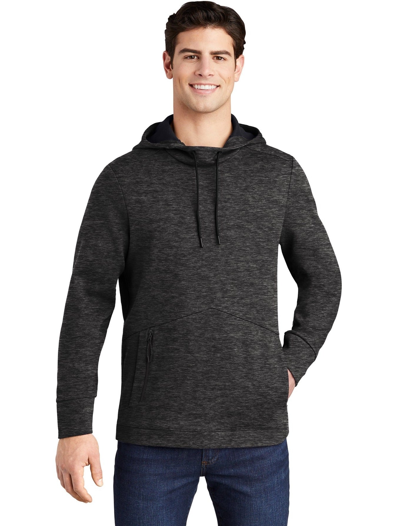  Sport-Tek Triumph Hooded Pullover-Regular-Sport-Tek-Black Heather-S-Thread Logic