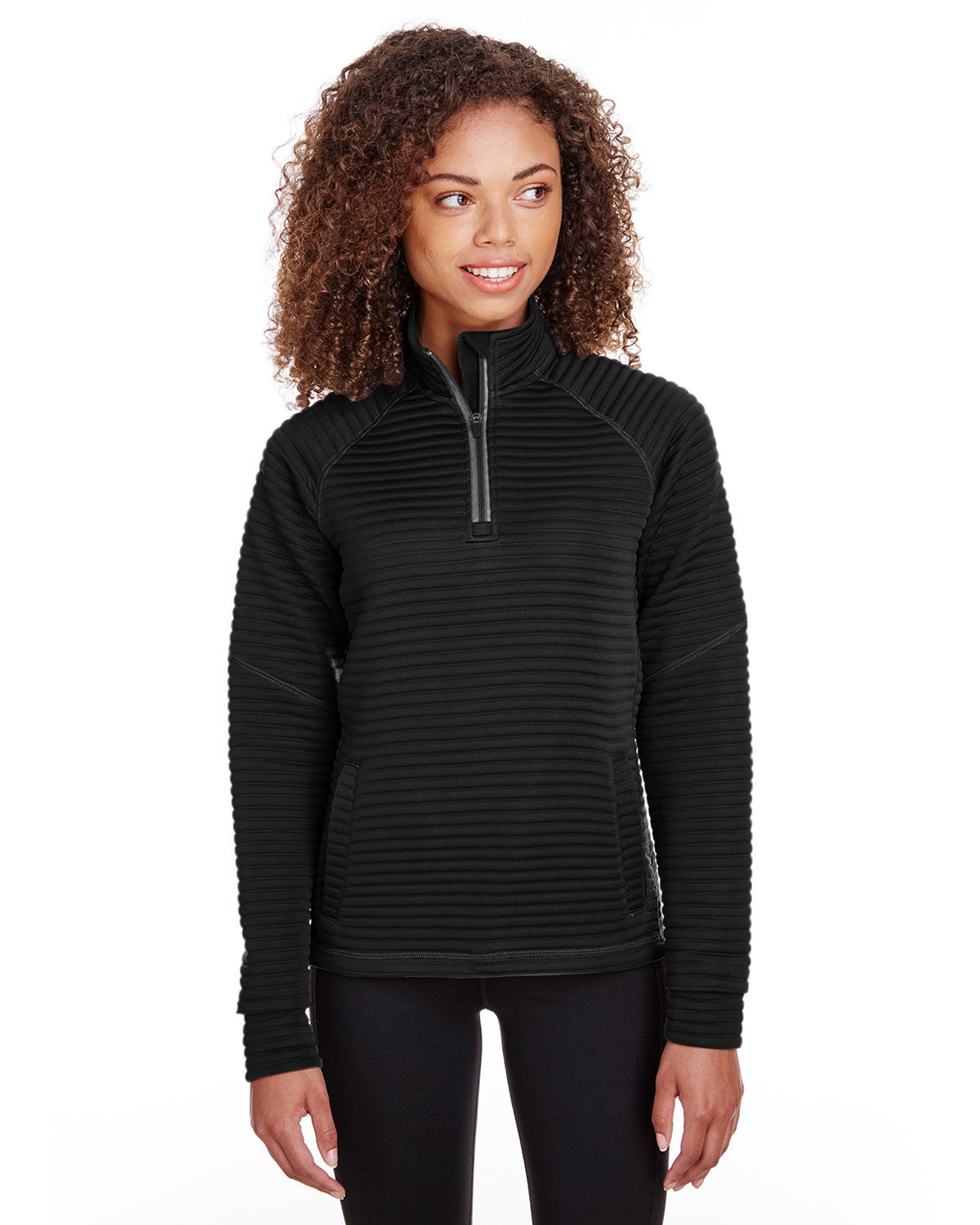  Spyder Ladies Capture Quarter-Zip Fleece-Ladies Layering-Spyder-Black-XS-Thread Logic
