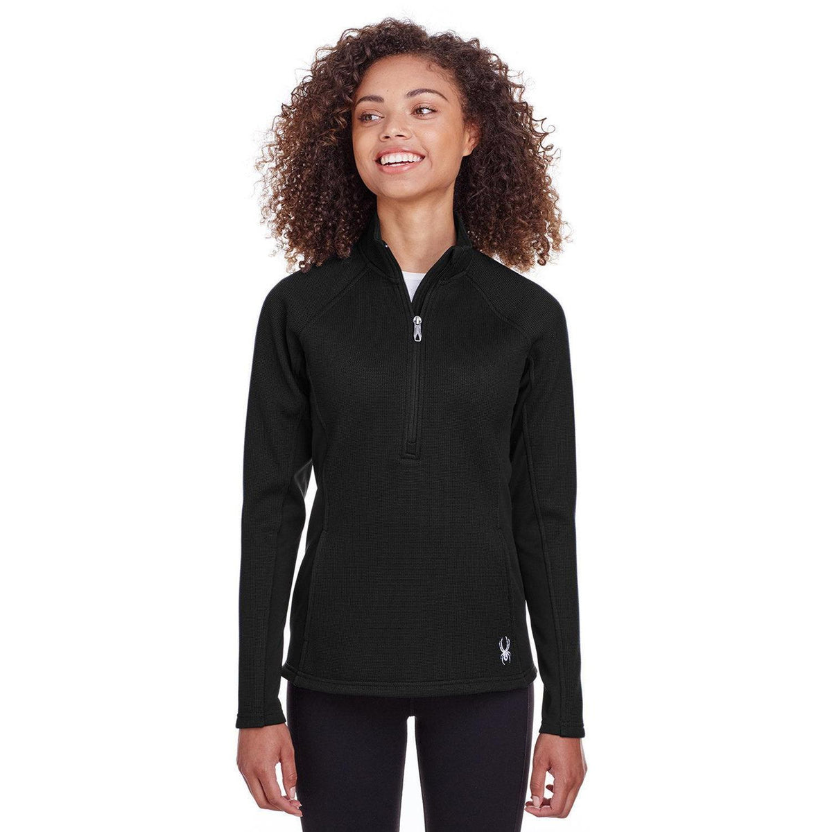 logo-left Spyder Women's Constant Half-Zip Sweater-Quarter Zips-Spyder-Black/Black-XS-Thread Logic
