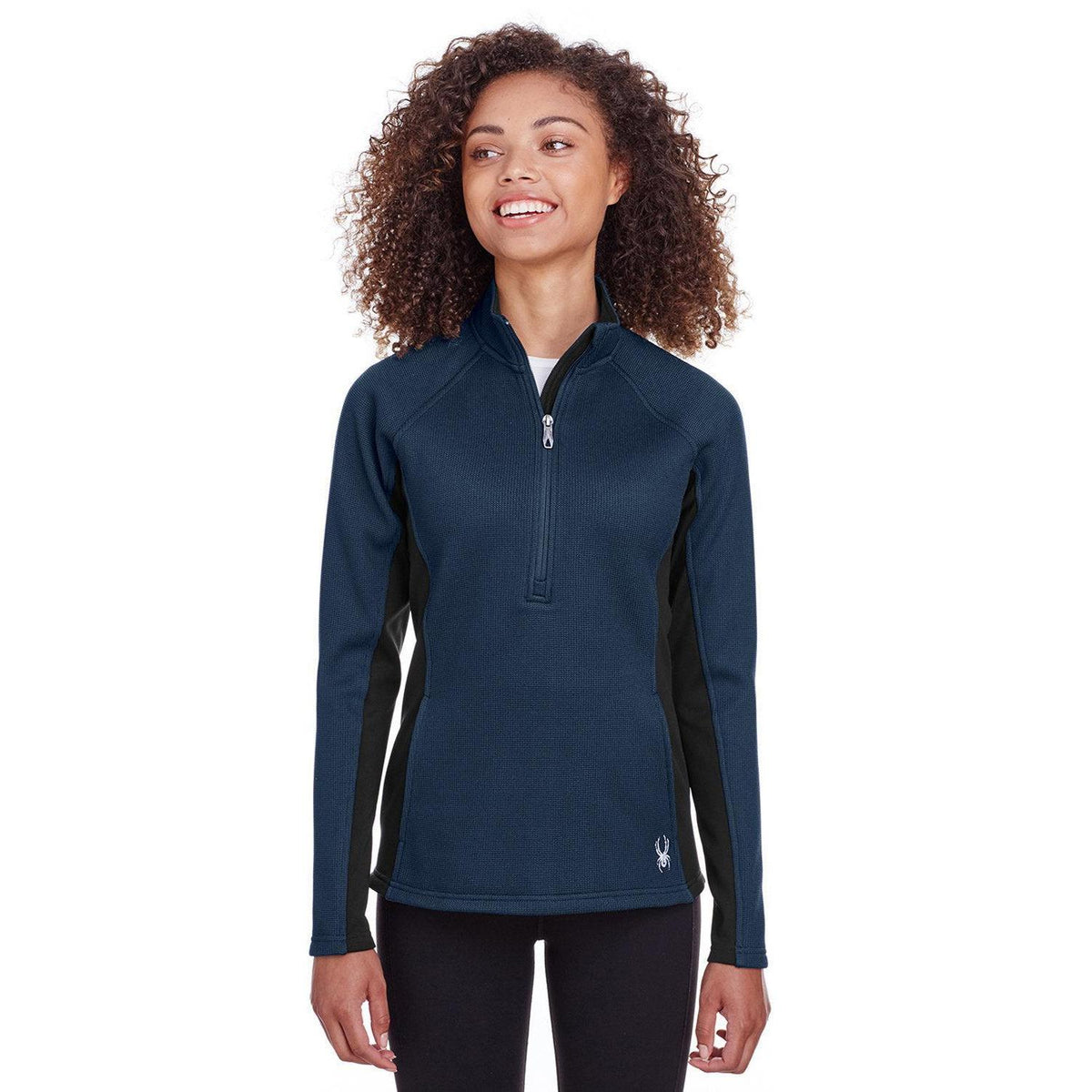 logo-left Spyder Women's Constant Half-Zip Sweater-Quarter Zips-Spyder-Frontier/Black-XS-Thread Logic