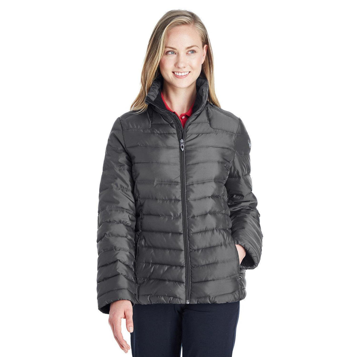 no-logo Spyder Women's Supreme Insulated Puffer Jacket-Ladies Jackets-Spyder-Polar/Alloy-XS-Thread Logic