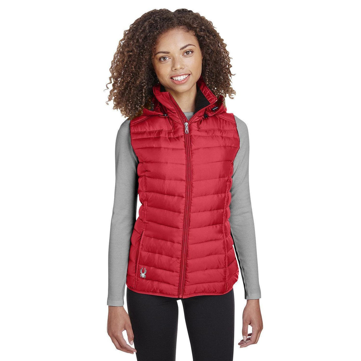 logo-left Spyder Women's Supreme Puffer Vest-Vests-Spyder-Red-XS-Thread Logic