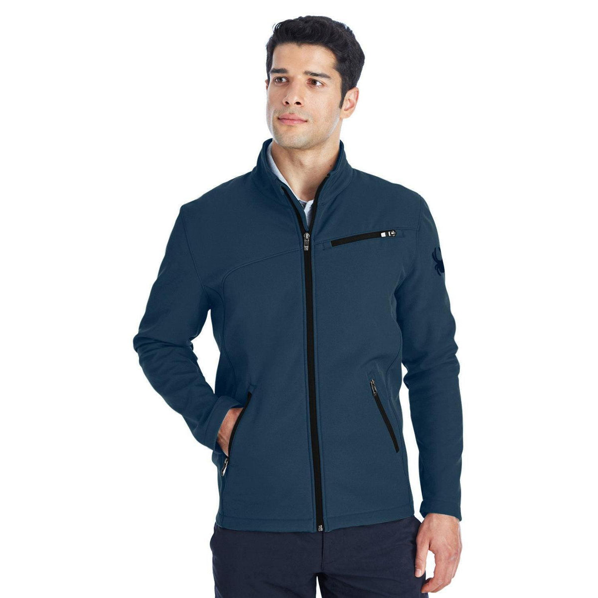 logo-right  Spyder Transport Soft Shell Jacket-Men's Jackets-Spyder-Black/Red-3XL-Thread Logic