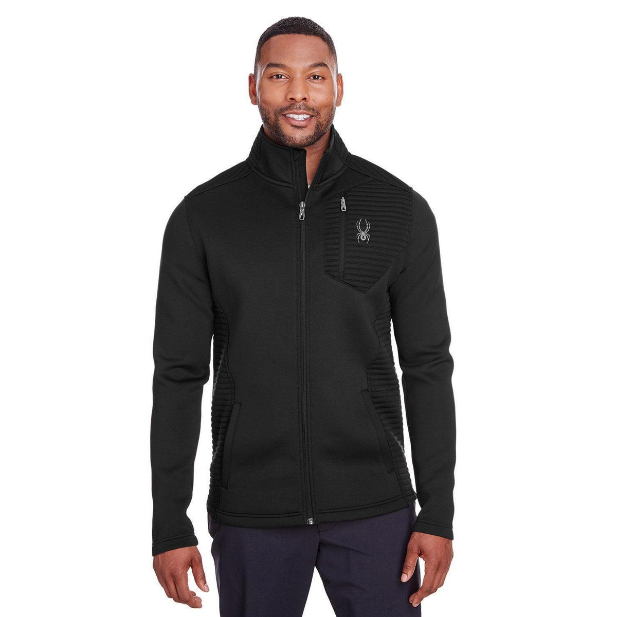 logo-right Spyder Venom Full-Zip Jacket-Men's Jackets-Spyder-Black-S-Thread Logic