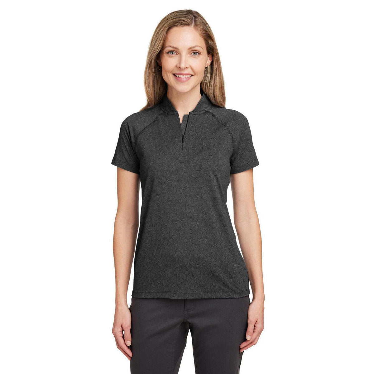 no-logo Swannies Ladies Quinn Polo-Polos-Swannies Golf-Black Heather-XS-Thread Logic