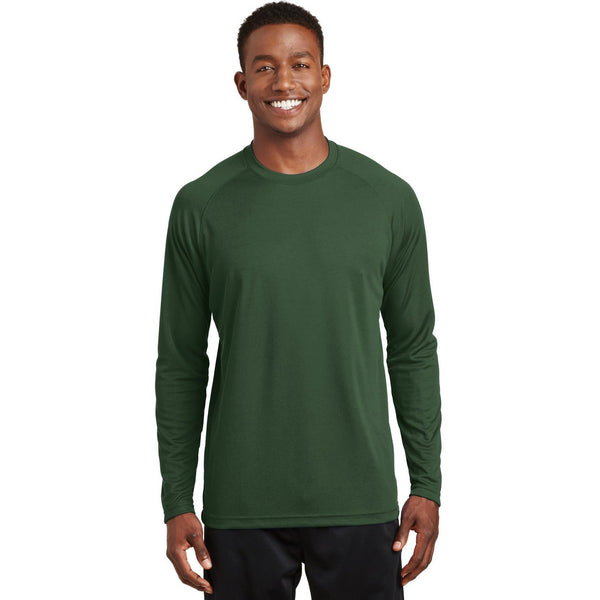 no-logo CLOSEOUT - Sport-Tek Dry Zone Long Sleeve Raglan T-Shirt-Sport-Tek-Forest Green-XS-Thread Logic