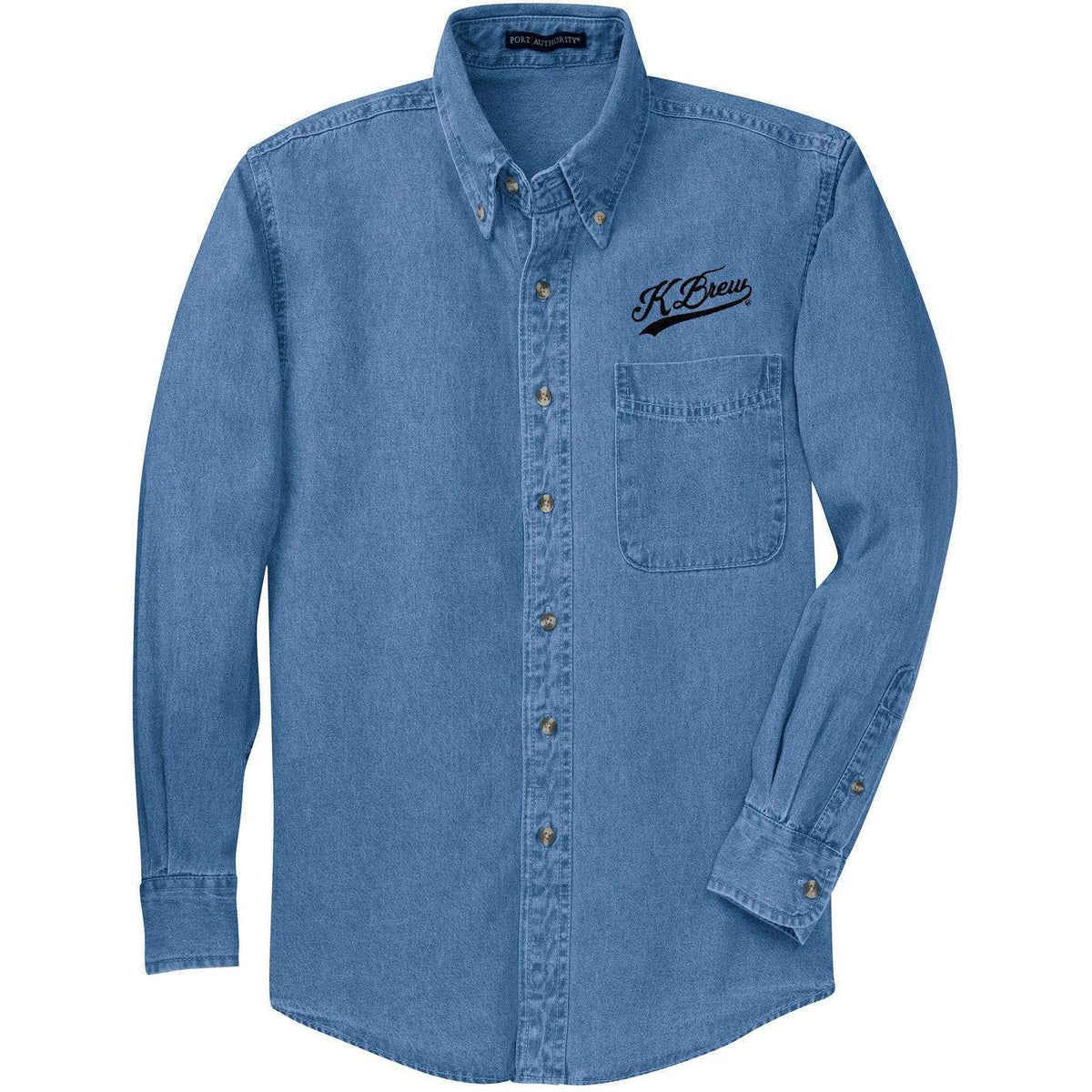 no-logo Port Authority Tall Long Sleeve Denim Shirt-Dress Shirts-Port Authority-Thread Logic