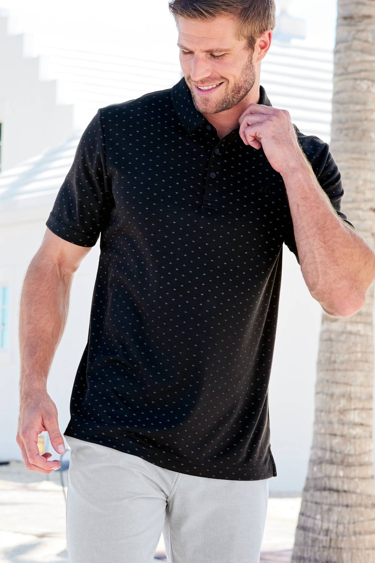TravisMathew Oceanside Geo Polo With Custom Embroidery | TM1MY403 