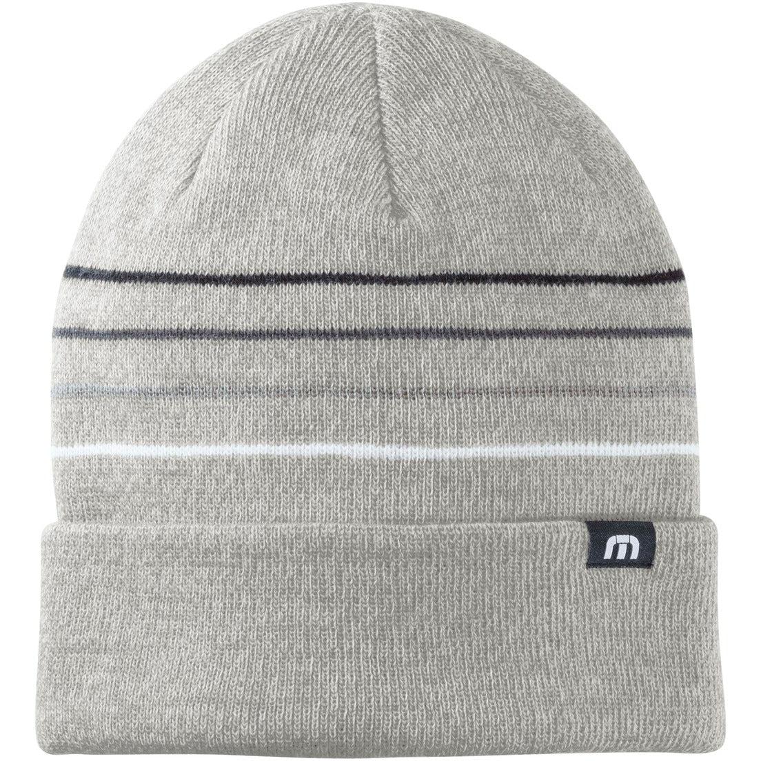 no-logo TravisMathew Striped Cuffed Beanie-New-TravisMathew-Light Grey Heather-1 Size-Thread Logic
