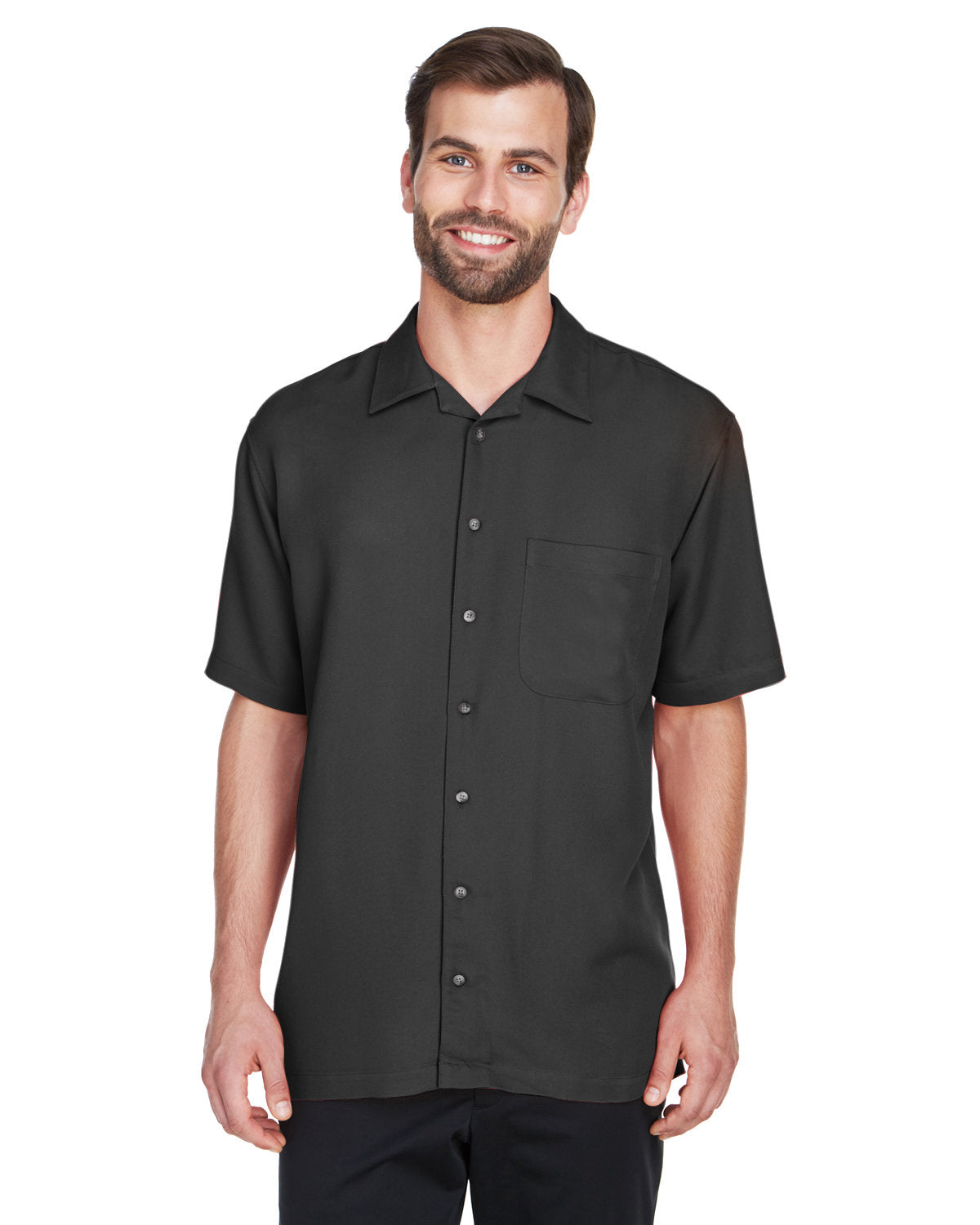  UltraClub Cabana Breeze Camp Shirt-Men's Dress Shirts-UltraClub-Black-S-Thread Logic