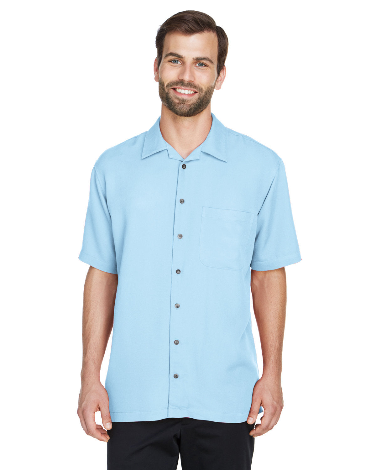  UltraClub Cabana Breeze Camp Shirt-Men's Dress Shirts-UltraClub-Island Blue-S-Thread Logic