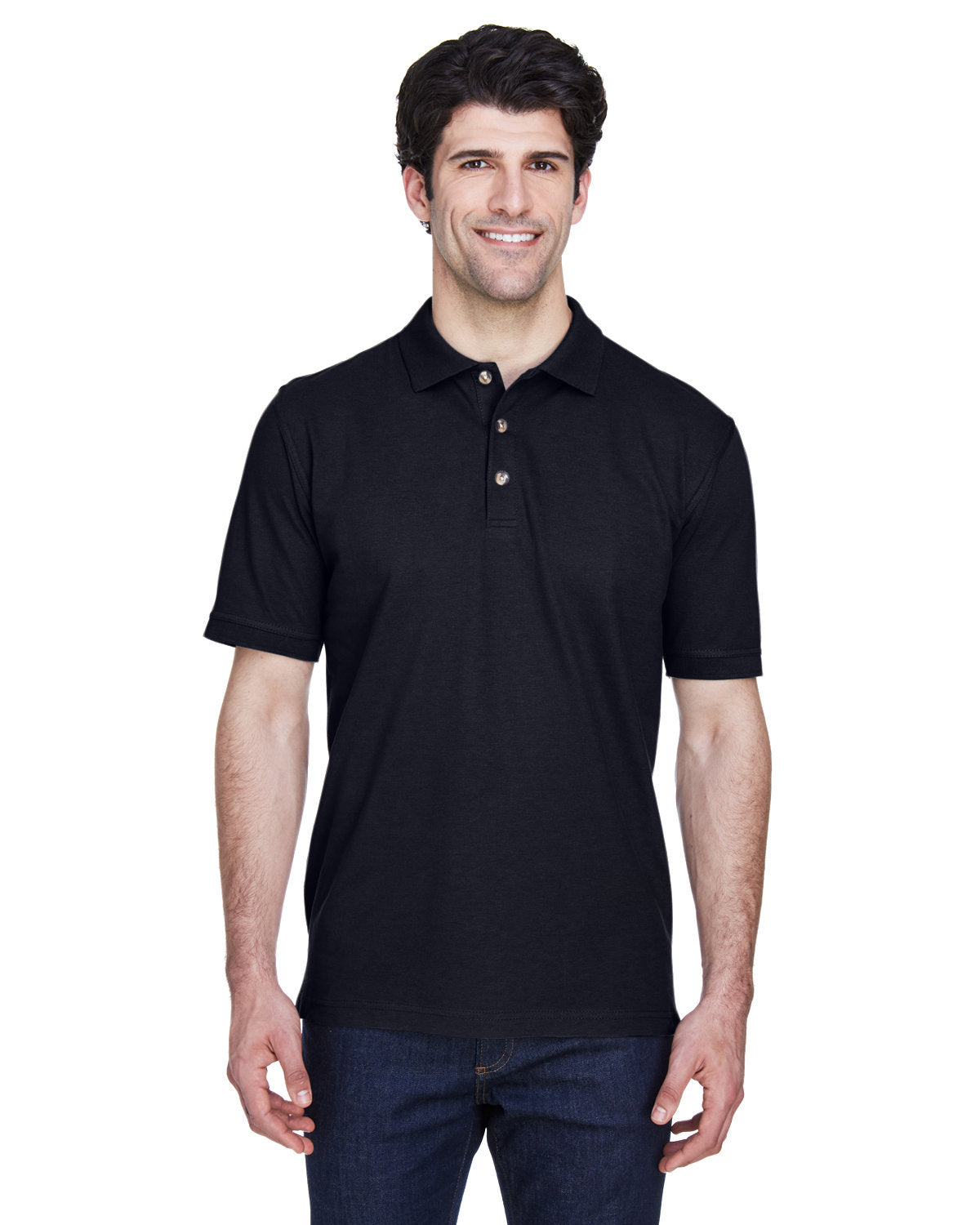  UltraClub Classic Pique Polo Shirt-Men's Polos-UltraClub-Black-S-Thread Logic