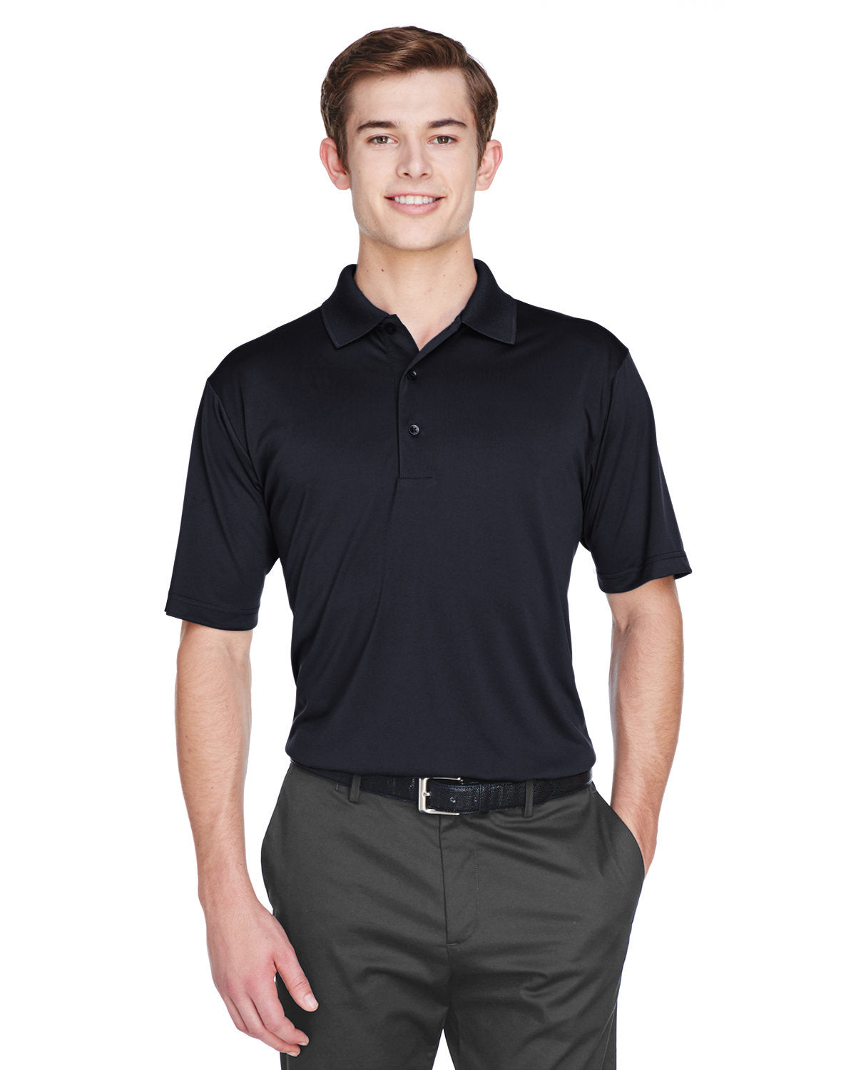  UltraClub Cool & Dry 8-Star Elite Performance Interlock Polo-Men's Polos-UltraClub-Black-S-Thread Logic