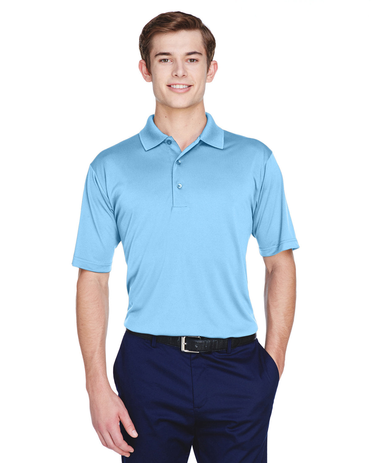  UltraClub Cool & Dry 8-Star Elite Performance Interlock Polo-Men's Polos-UltraClub-Columbia Blue-S-Thread Logic
