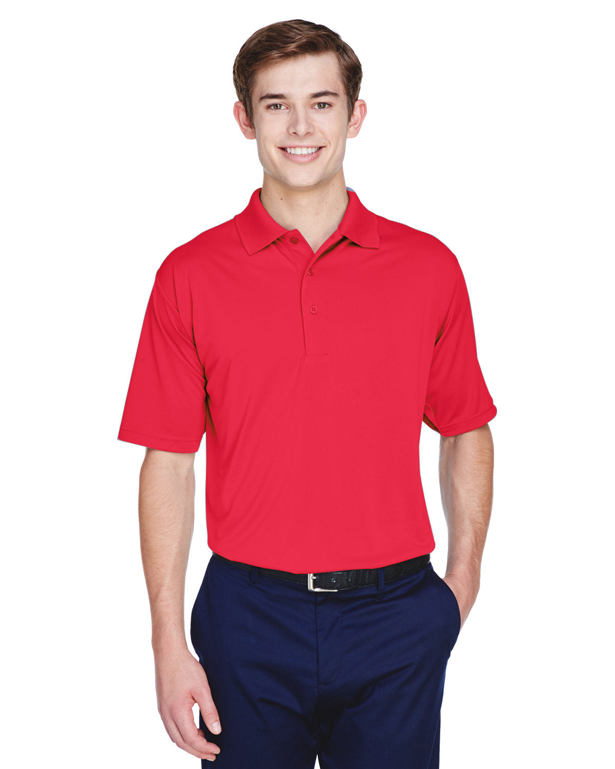  UltraClub Cool & Dry 8-Star Elite Performance Interlock Polo-Men's Polos-UltraClub-Red-S-Thread Logic