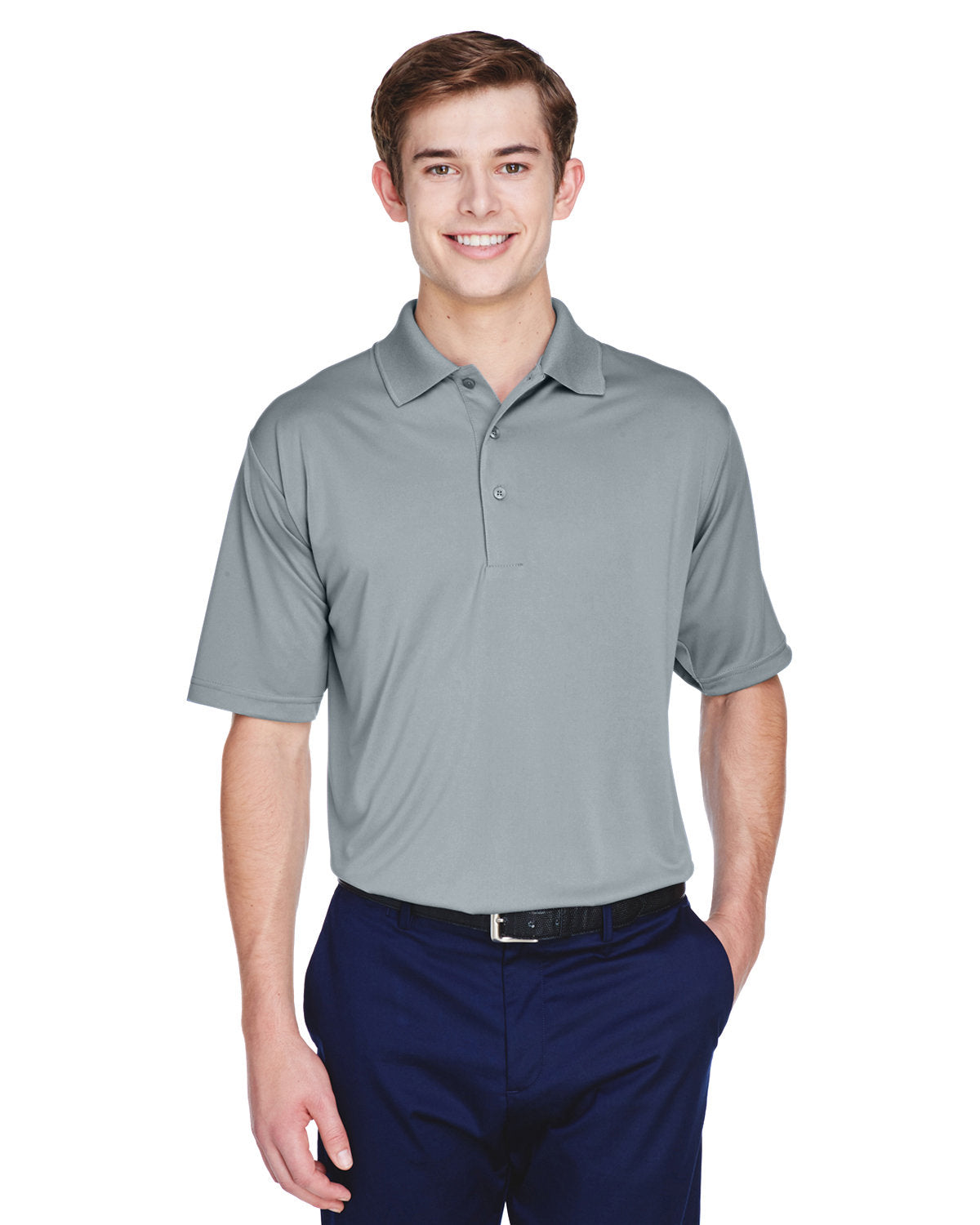  UltraClub Cool & Dry 8-Star Elite Performance Interlock Polo-Men's Polos-UltraClub-Silver-S-Thread Logic