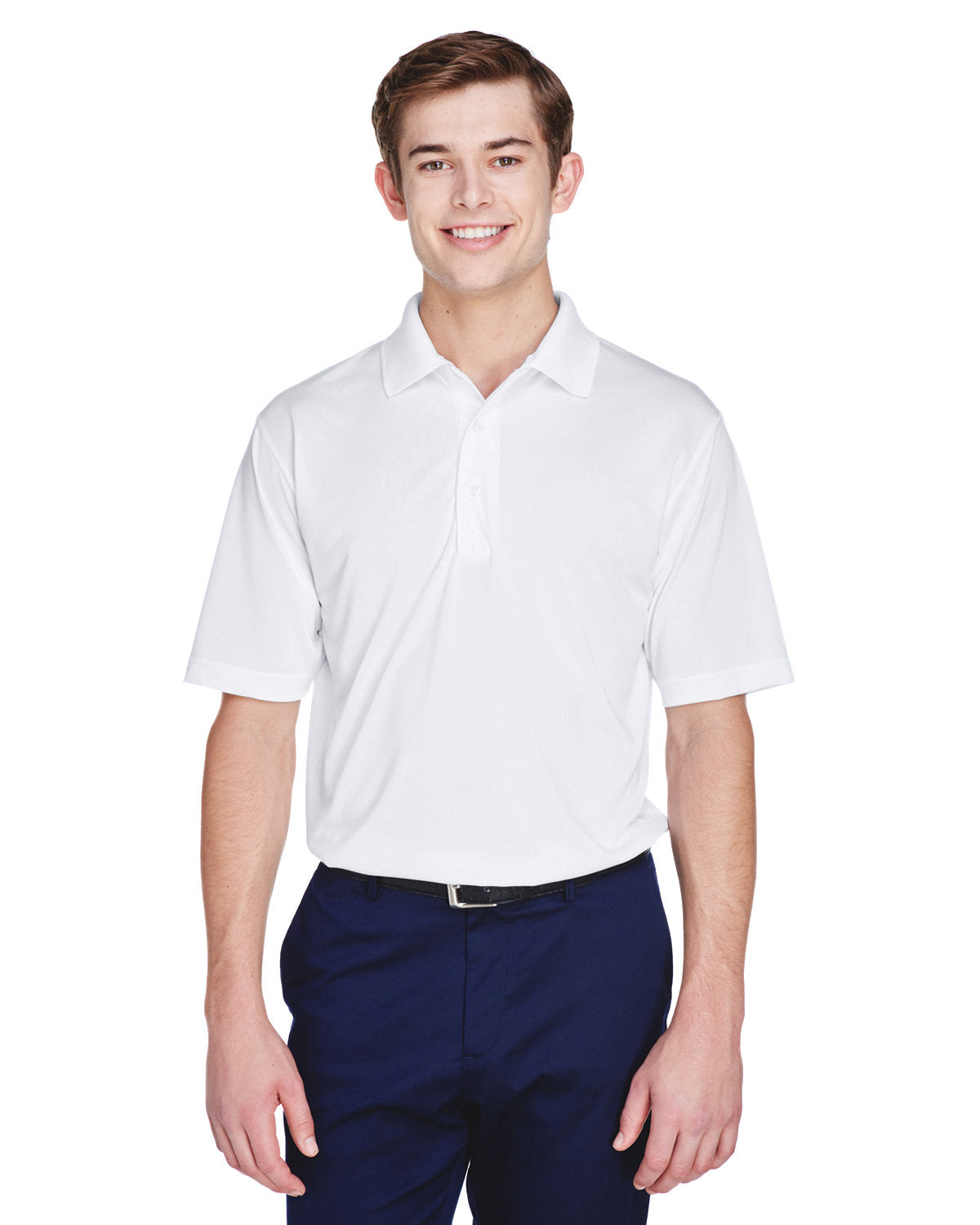 UltraClub Cool & Dry 8-Star Elite Performance Interlock Polo-Men's Polos-UltraClub-White-S-Thread Logic