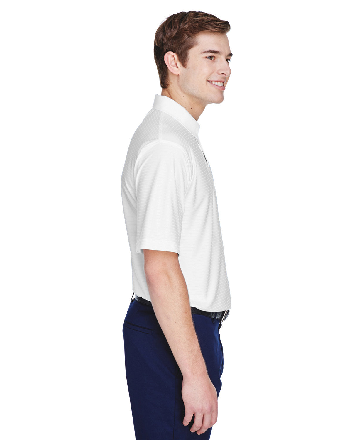 no-logo UltraClub Cool & Dry Elite Tonal Stripe Performance Polo-Men's Polos-UltraClub-Thread Logic