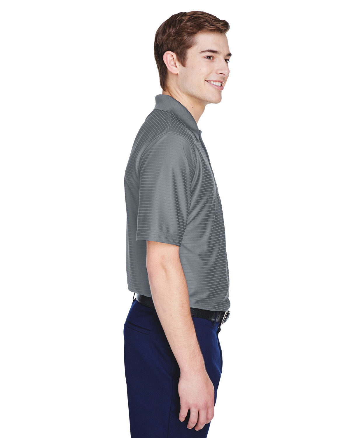 no-logo UltraClub Cool & Dry Elite Tonal Stripe Performance Polo-Men's Polos-UltraClub-Thread Logic