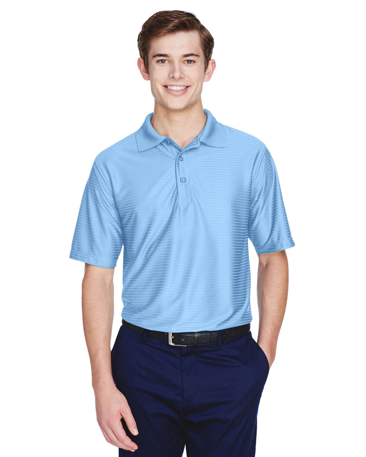  UltraClub Cool & Dry Elite Tonal Stripe Performance Polo-Men's Polos-UltraClub-Carolina Blue-S-Thread Logic