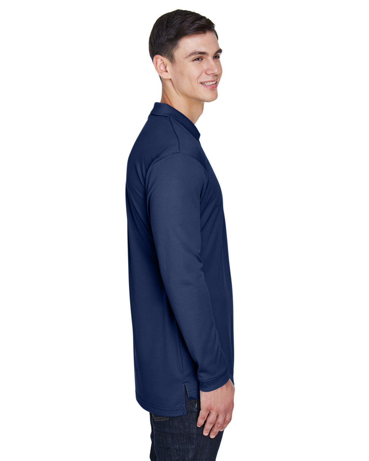 no-logo UltraClub Cool & Dry Sport Long-Sleeve Polo-Men's Polos-UltraClub-Thread Logic