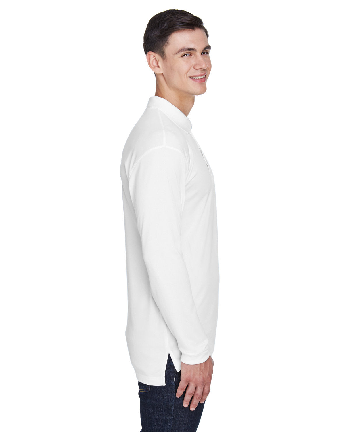 no-logo UltraClub Cool & Dry Sport Long-Sleeve Polo-Men's Polos-UltraClub-Thread Logic