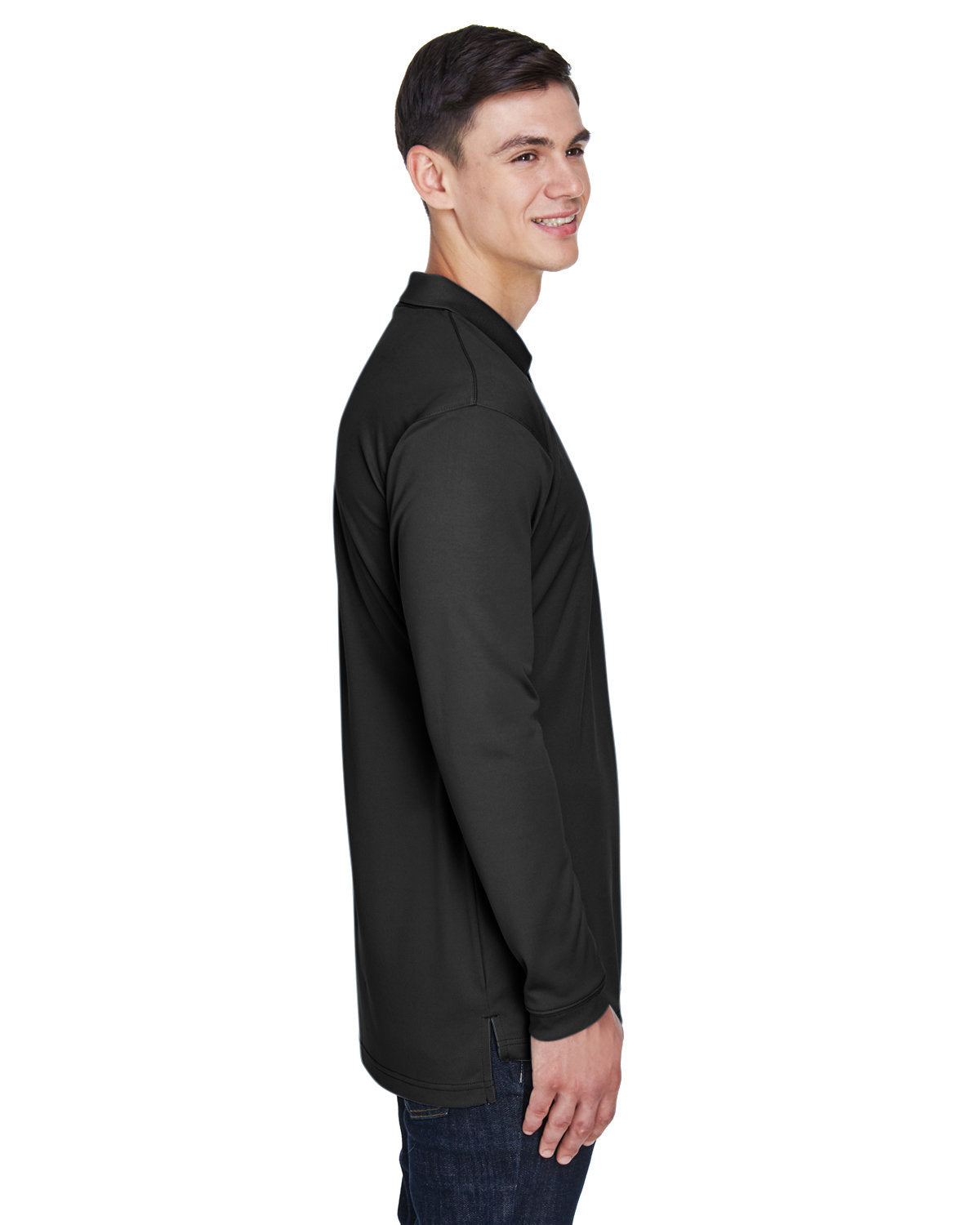 no-logo UltraClub Cool & Dry Sport Long-Sleeve Polo-Men's Polos-UltraClub-Thread Logic