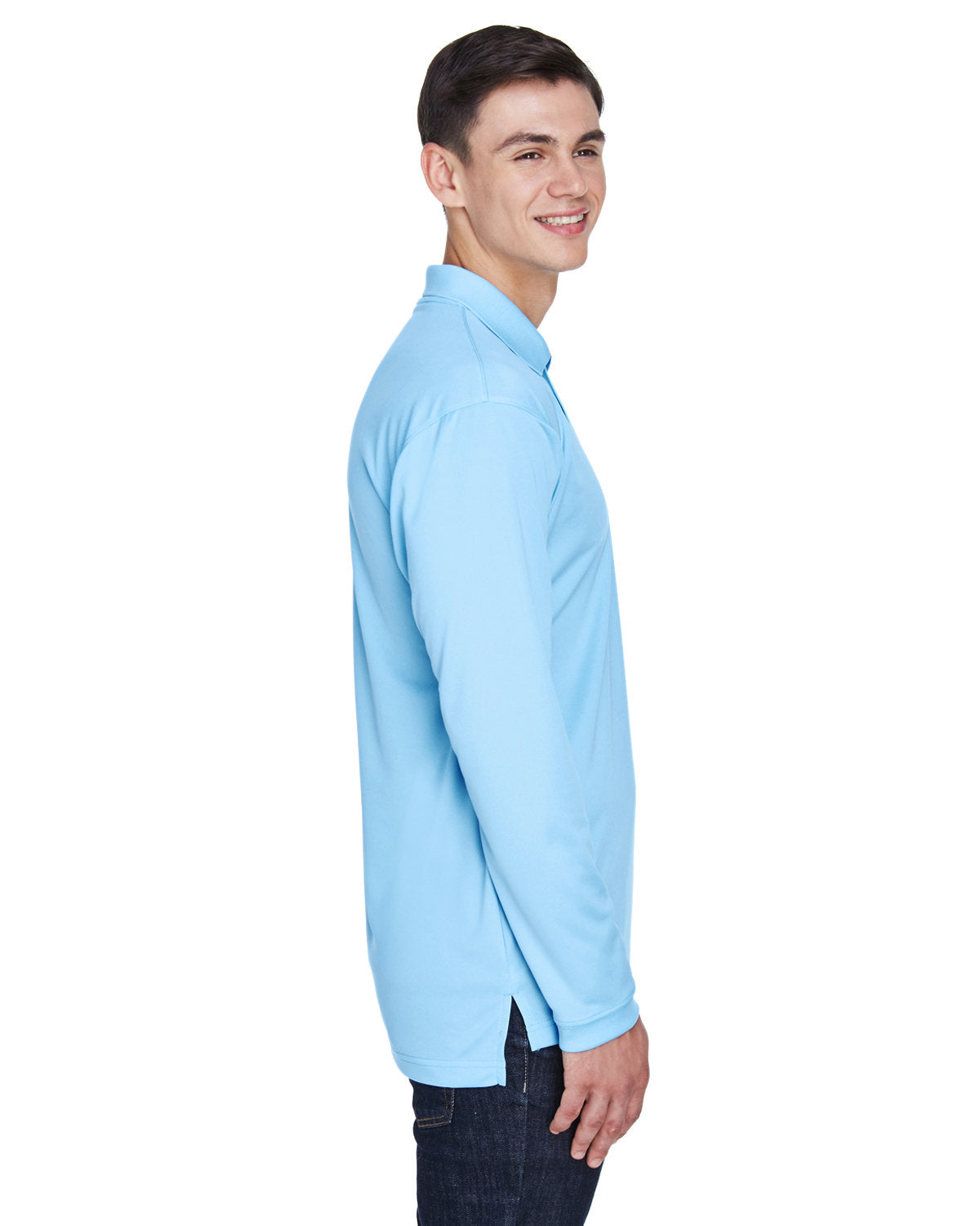 no-logo UltraClub Cool & Dry Sport Long-Sleeve Polo-Men's Polos-UltraClub-Thread Logic