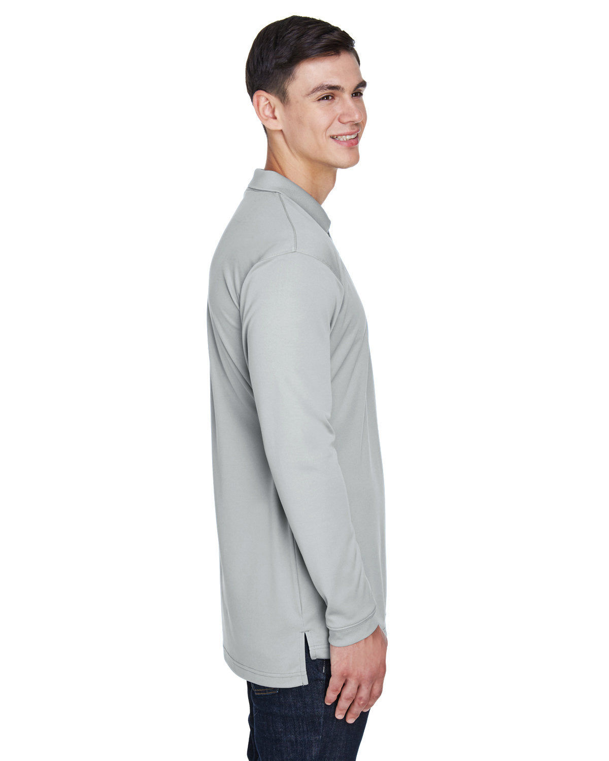 no-logo UltraClub Cool & Dry Sport Long-Sleeve Polo-Men's Polos-UltraClub-Thread Logic