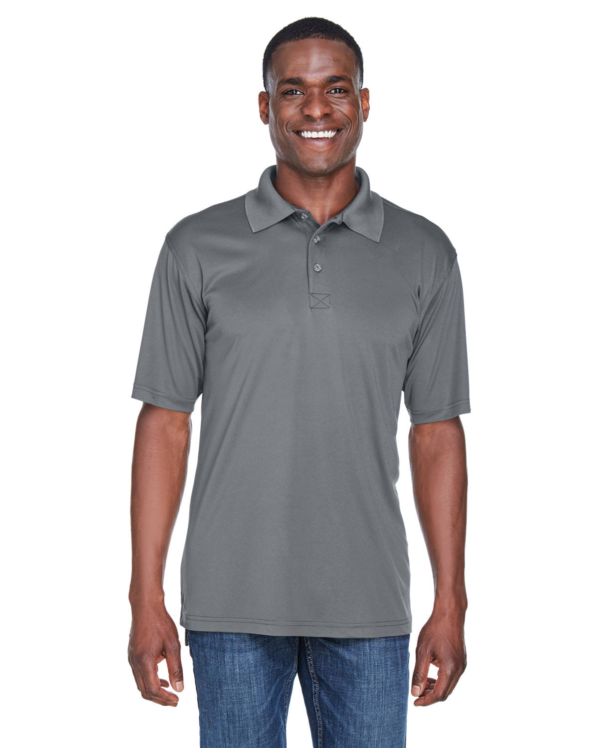  UltraClub Cool & Dry Sport Performance Interlock Polo-Men's Polos-UltraClub-Charcoal-S-Thread Logic