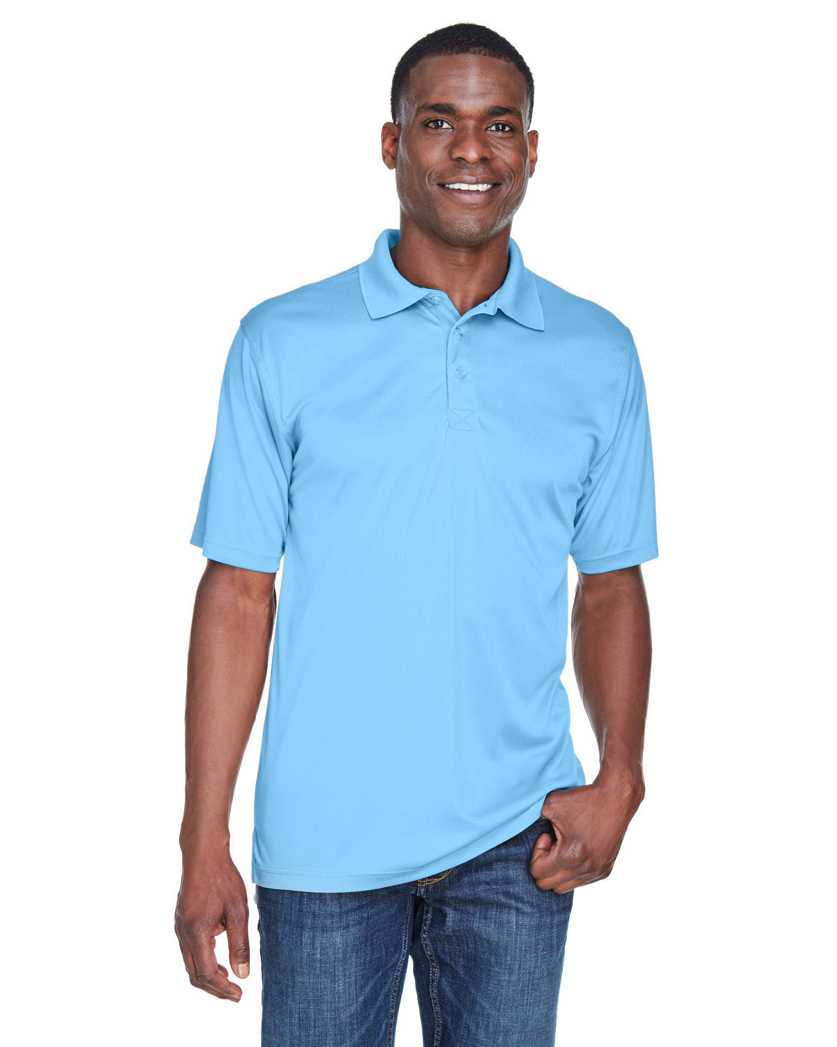  UltraClub Cool & Dry Sport Performance Interlock Polo-Men's Polos-UltraClub-Columbia Blue-S-Thread Logic