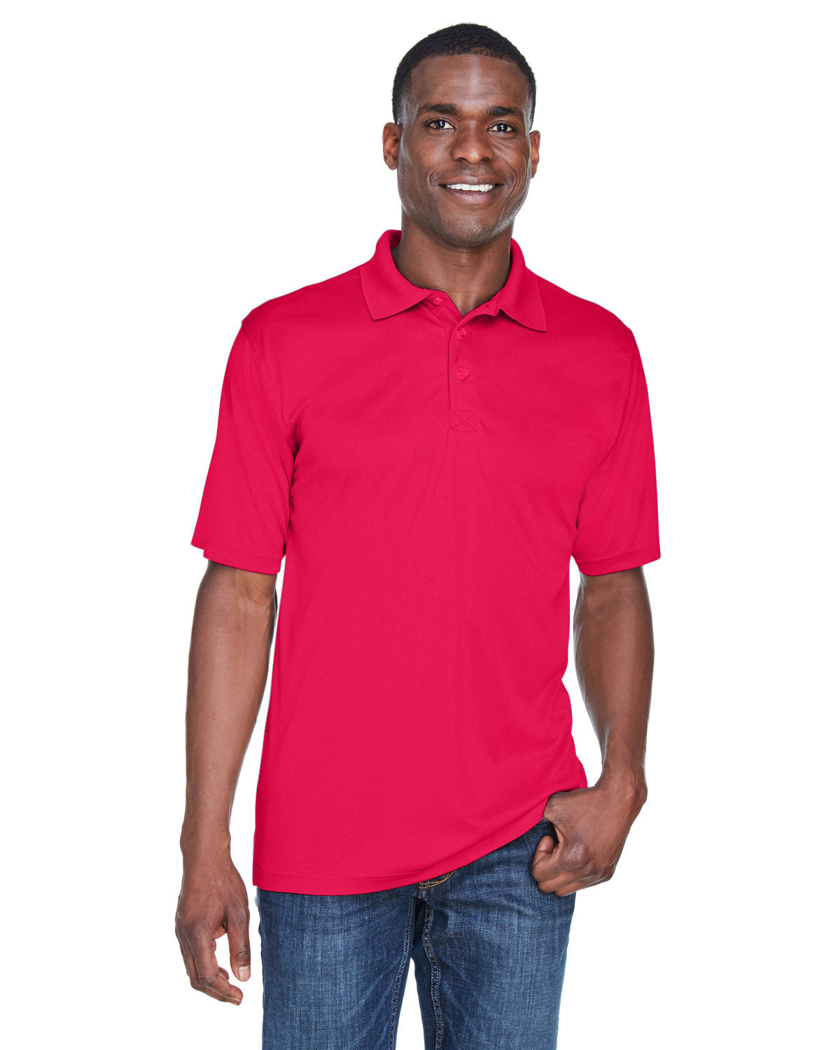  UltraClub Cool & Dry Sport Performance Interlock Polo-Men's Polos-UltraClub-Red-S-Thread Logic