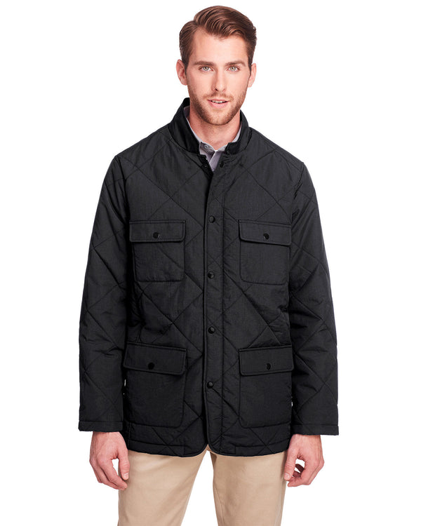  UltraClub Dawson Quilted Hacking Jacket-Men's Jackets-UltraClub-Black-S-Thread Logic