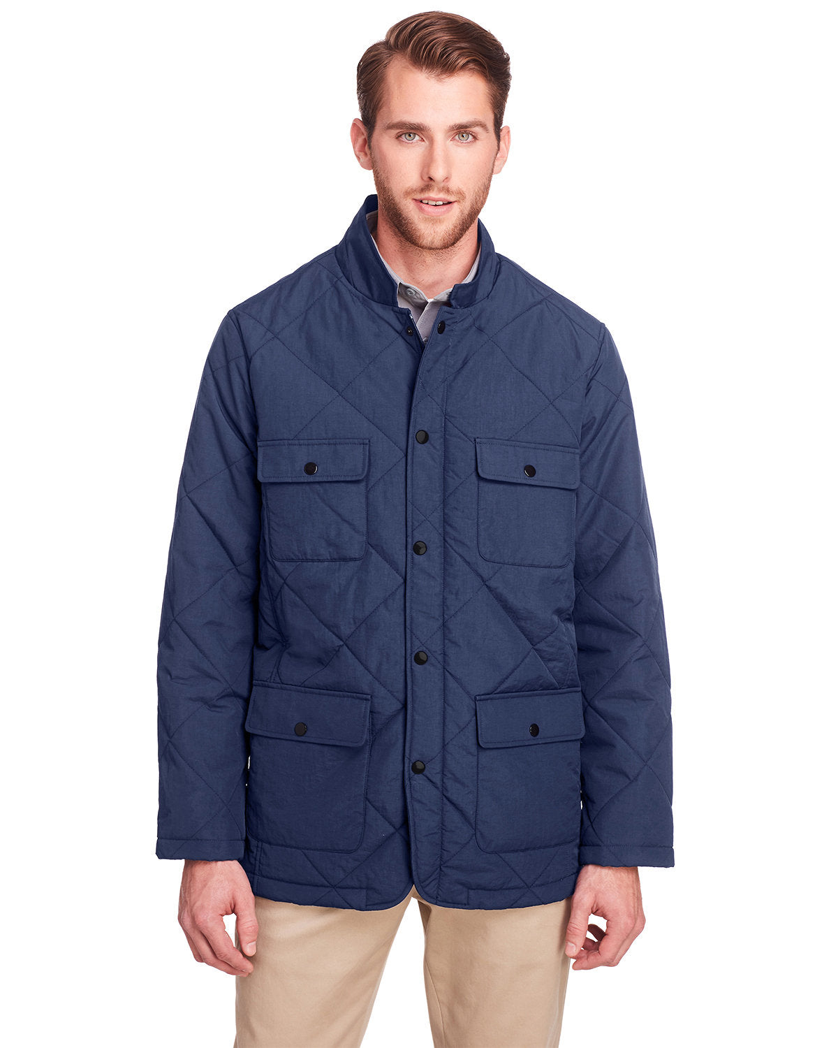  UltraClub Dawson Quilted Hacking Jacket-Men's Jackets-UltraClub-Navy-S-Thread Logic