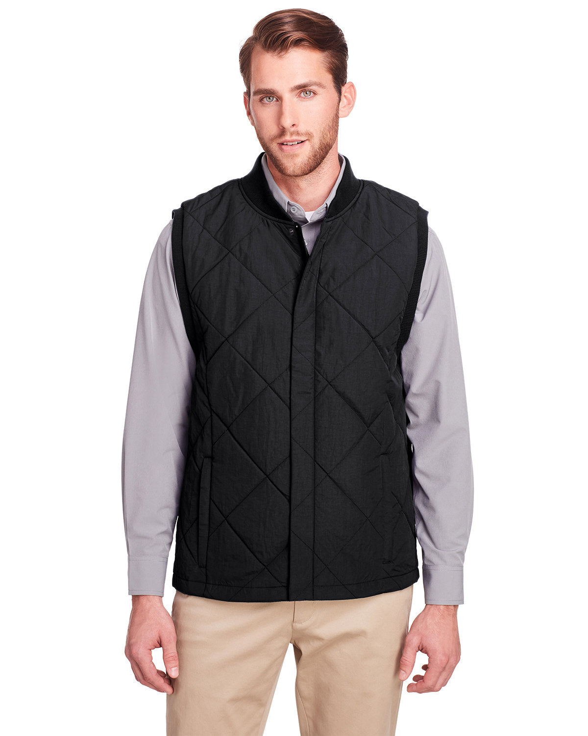  UltraClub Dawson Quilted Hacking Vest-Men's Layering-UltraClub-Black-S-Thread Logic